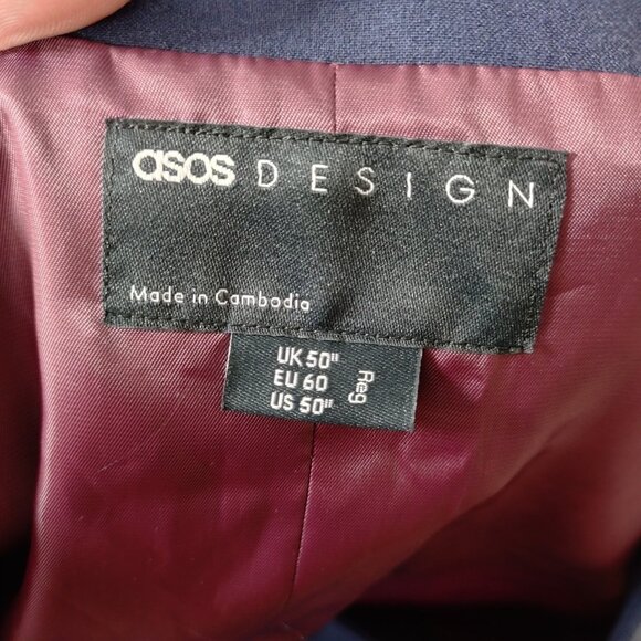 ASOS Design Men's Vest Blue Size 50" Reg Poly Blend Career Work Office Classic - Picture 8 of 9